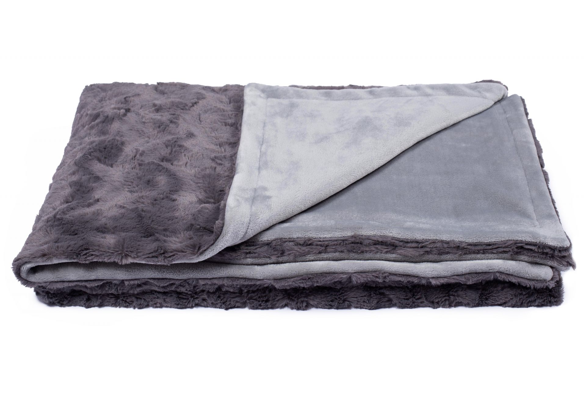 Hundedecke kuschelig Dark Grey in dunklem Grau mit heller kuscheliger Zweitseite