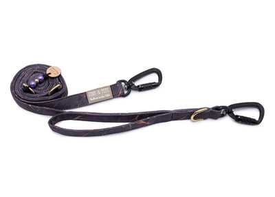 Hundeleine mit integriertem Kurzführer und Sicherheitskarabiner aus robustem Outdoorstoff von EMMY & PEPE – 2 m lang, 3-fach verstellbar für mittelgroße und große Hunde.