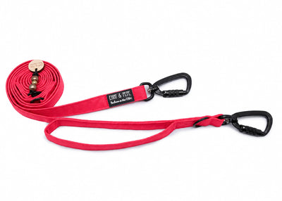 Hundeleine mit integriertem Kurzführer und Sicherheitskarabiner aus robustem Outdoorstoff in sattem Neon Pink von EMMY & PEPE – 2 m lang, 3-fach verstellbar für mittelgroße und große Hunde.