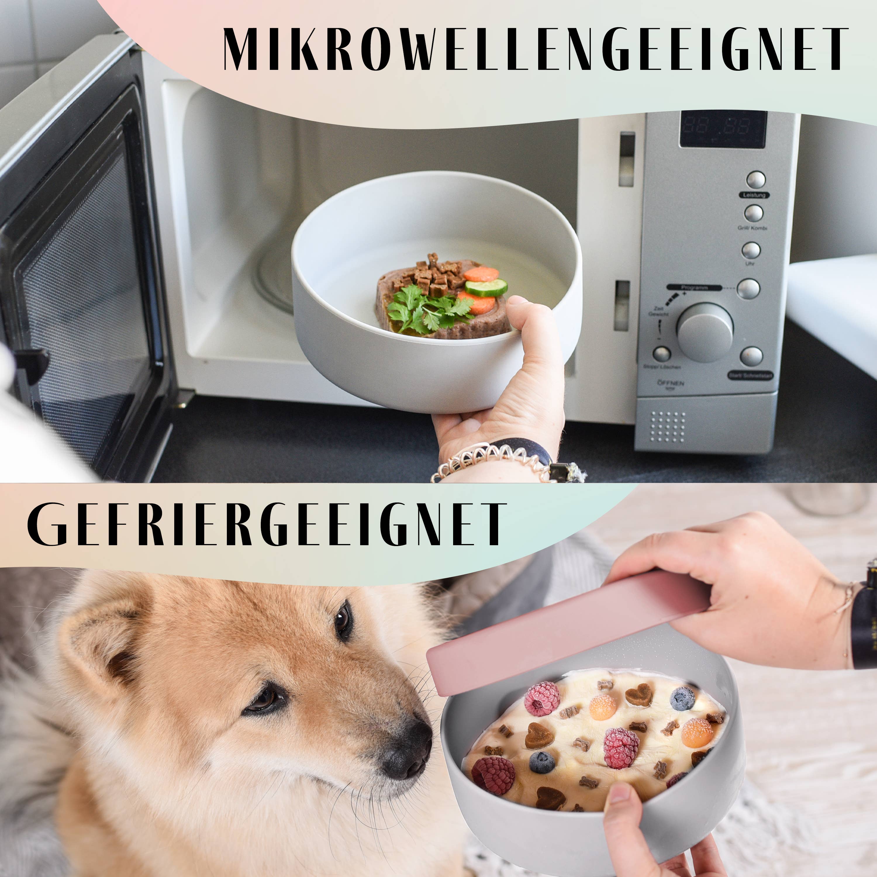 Mikrowellen- und gefriergeeigneter Futternapf aus Silikon