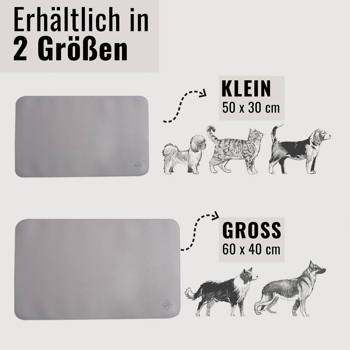 Futternapf-Unterlage aus veganem Leder in zwei Größen erhältlich