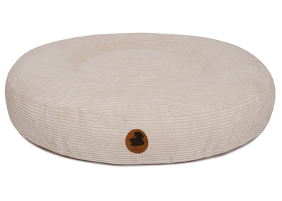 orthopaedisches Hundebett Wau-Bed Cord für Hunde auf weißem Hintergrund in der Farbe Creme in Oval von EMMY & PEPE
