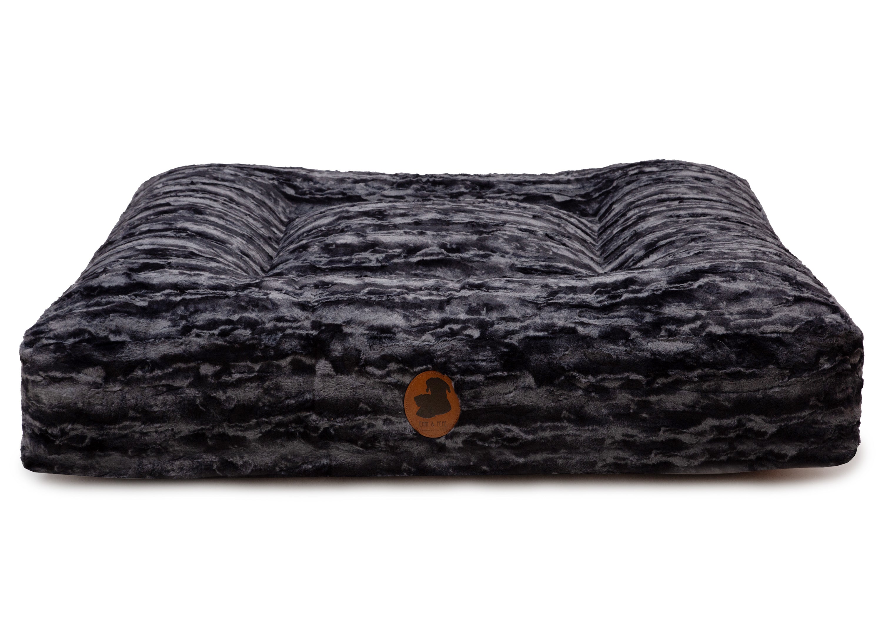 orthopaedisches Hundebett Wau-Bed Black Beauty für Hunde auf weißem Hintergrund in der Farbe Schwarz/Grau in Eckig von EMMY & PEPE