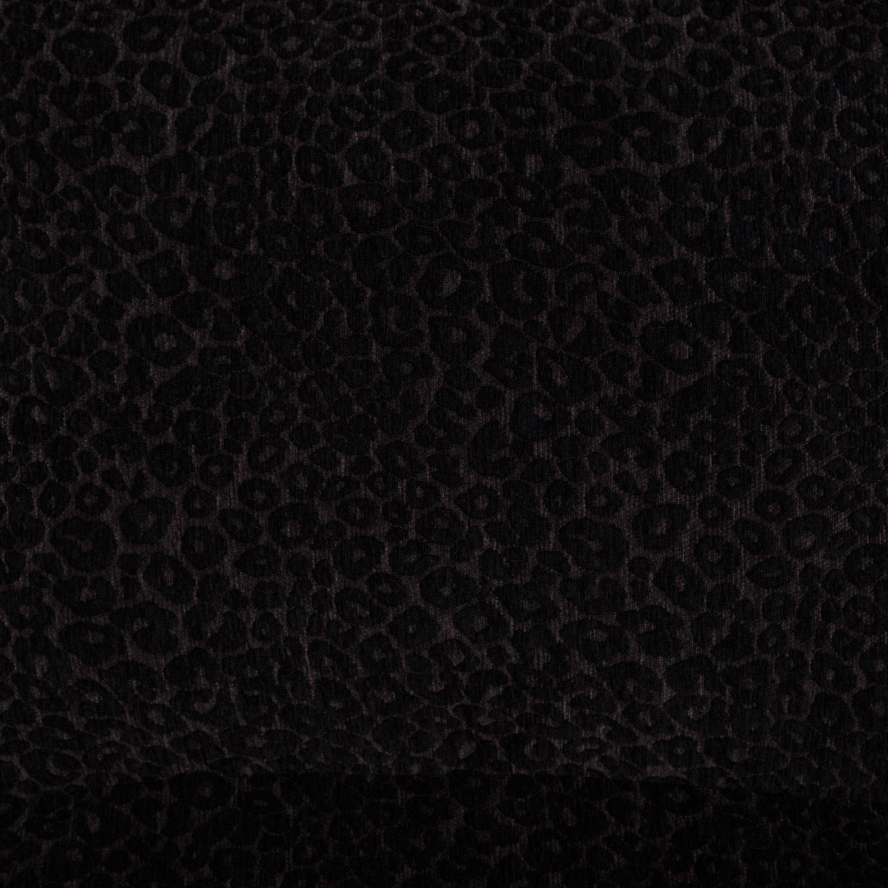 orthopaedisches Hundebett Wau-Bed Leo Black für Hunde Detailbild des Stoffes in der Farbe Schwarz mit Leo Muster von EMMY & PEPE