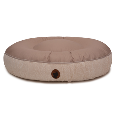 Sommerseite des orthopaedisches Hundebetts Wau-Bed Leo Creme für Hunde auf weißem Hintergrund in der Farbe Braun in Oval von EMMY & PEPE