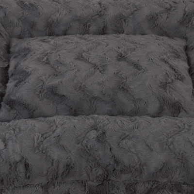 orthopaedisches Hundebett Wau-Bed Wild Wave für Hunde Detailbild des Stoffes in der Farbe Dunkelgrau von EMMY & PEPE