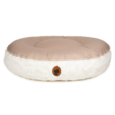 Sommerseite des orthopaedisches Hundebetts Wau-Bed Wild Wave für Hunde auf weißem Hintergrund in der Farbe Creme in Oval von EMMY & PEPE