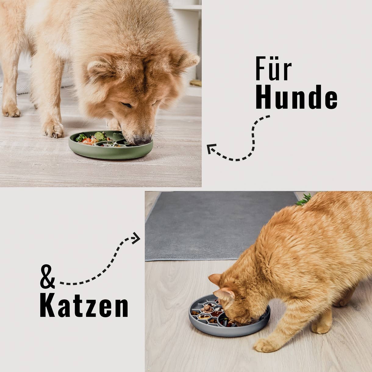 Schleckmatte und Anti-Schlingnapf für Hunde und Katzen geeignet.