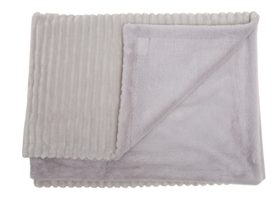 Sofadecke aus Kuschelcord in Hellgrau mit besonders weicher Kuschelseite